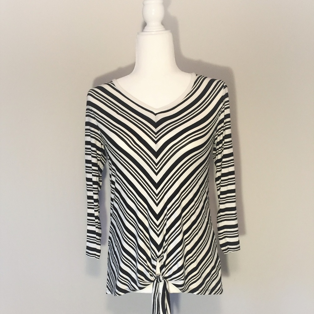 Striped Westport Tie Front Top NWOT